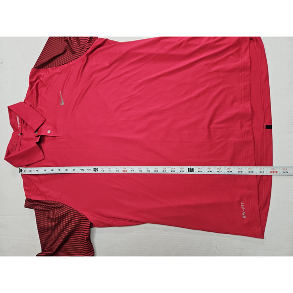Nike Tiger Woods Collection Golf Polo Shirt Men's XL Red Dri-Fit Stretch Striped - Picture 3 of 8
